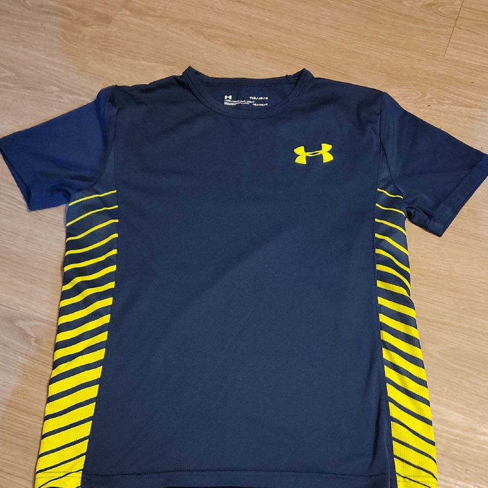 Under Armour Kids' Blue and Yellow Striped Tee